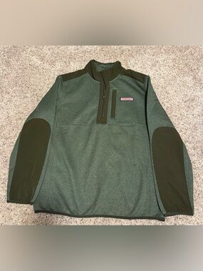 Vineyard Vines Olive Green Fleece Quarter-Zip